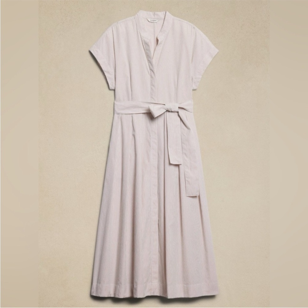 Classic White Shirt Dress with Tie Waist - Picture 4 of 9